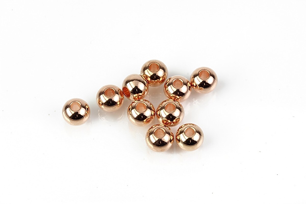 Distantiere margele otel inoxidabil 304 rose gold, sfere 6mm