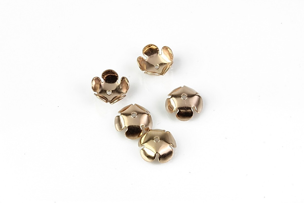 Capacele otel inoxidabil 304 rose gold floare 5 petale 8mm