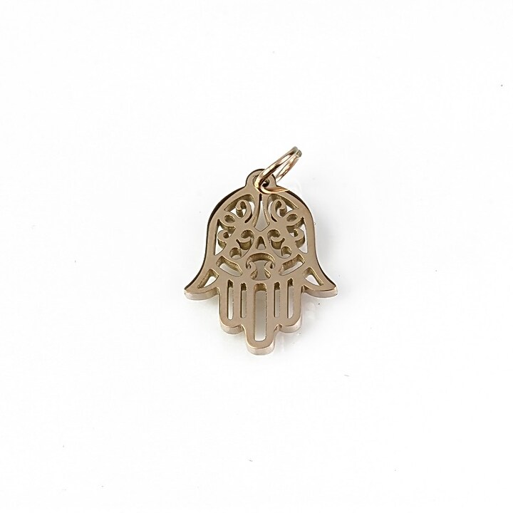 Charm otel inoxidabil 316 rose gold mana Hamsa 16x12mm