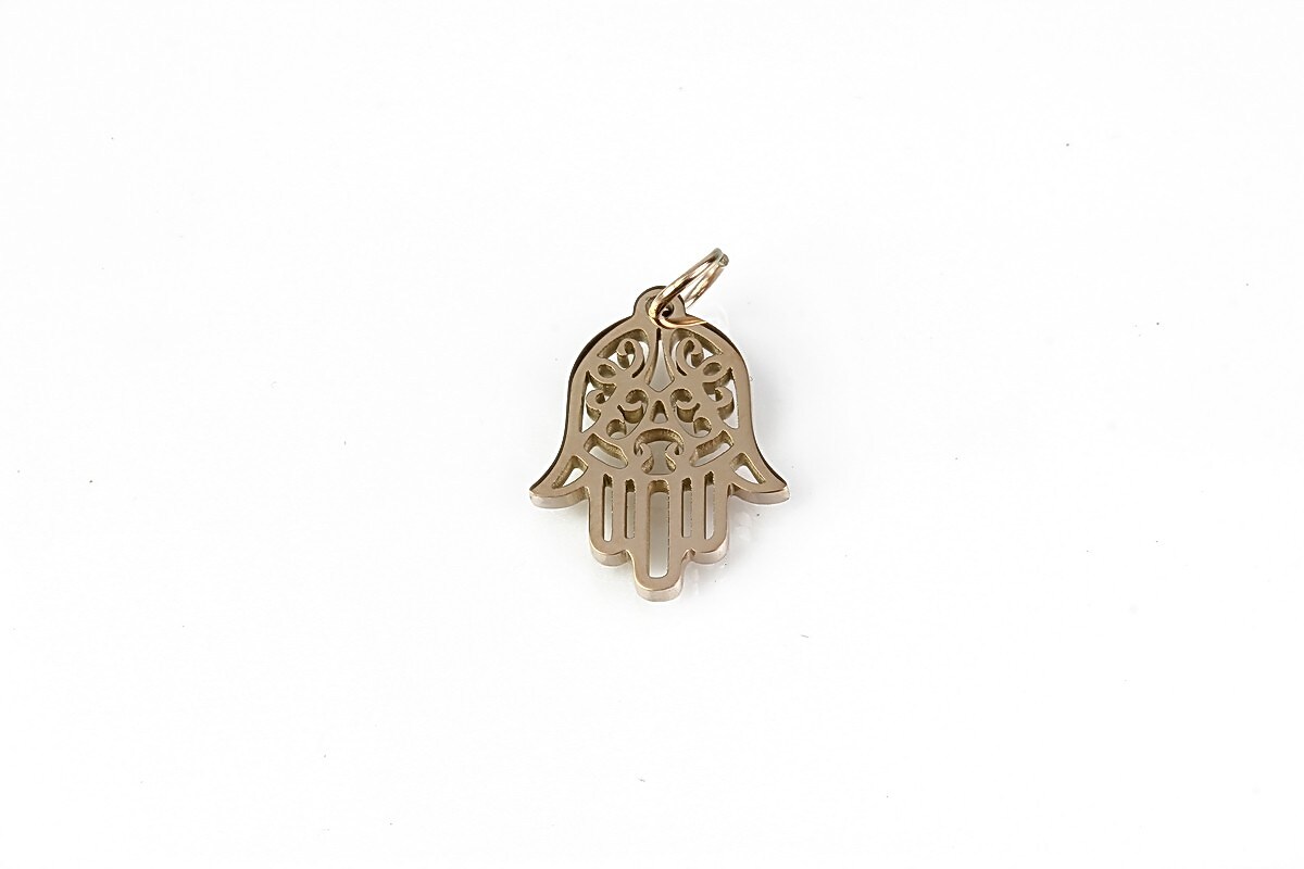 Charm otel inoxidabil 316 rose gold mana Hamsa 16x12mm