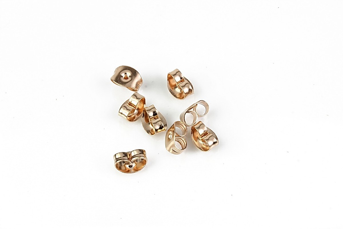 Stoppere (dopuri) cercei otel inoxidabil 304 rose gold 6x4mm (2 buc.)