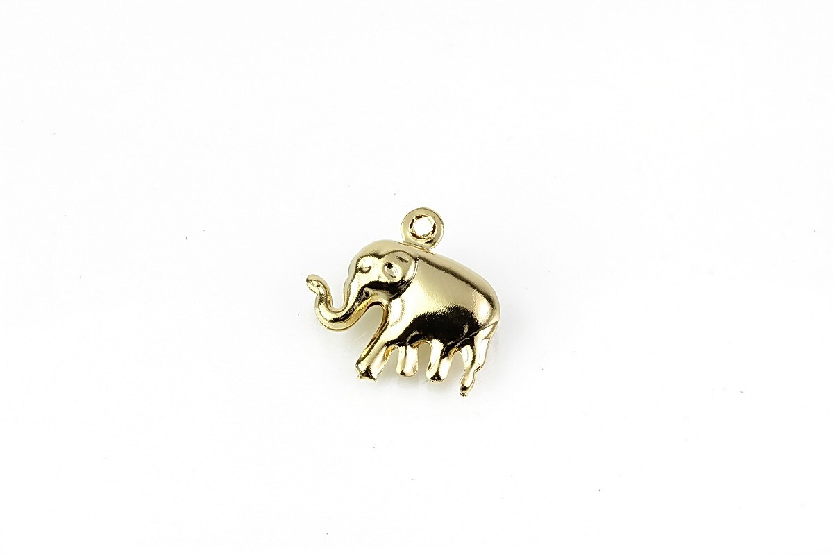 Charm otel inoxidabil auriu 304, elefant 15x14,5mm