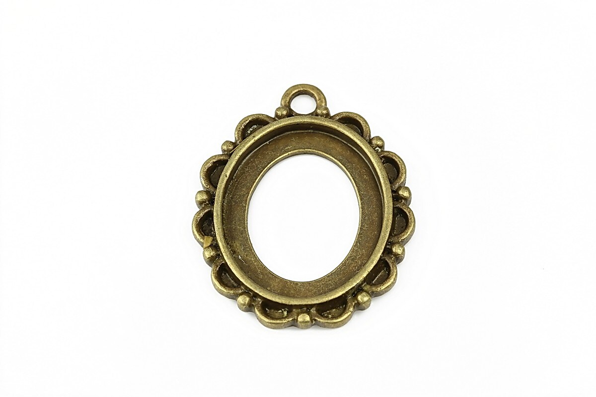 Baza cabochon pandantiv bronz 32x26mm, interior 23x19mm