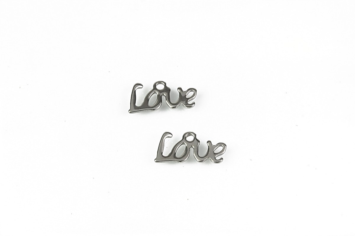 Charm otel inoxidabill 304 love 12x6mm