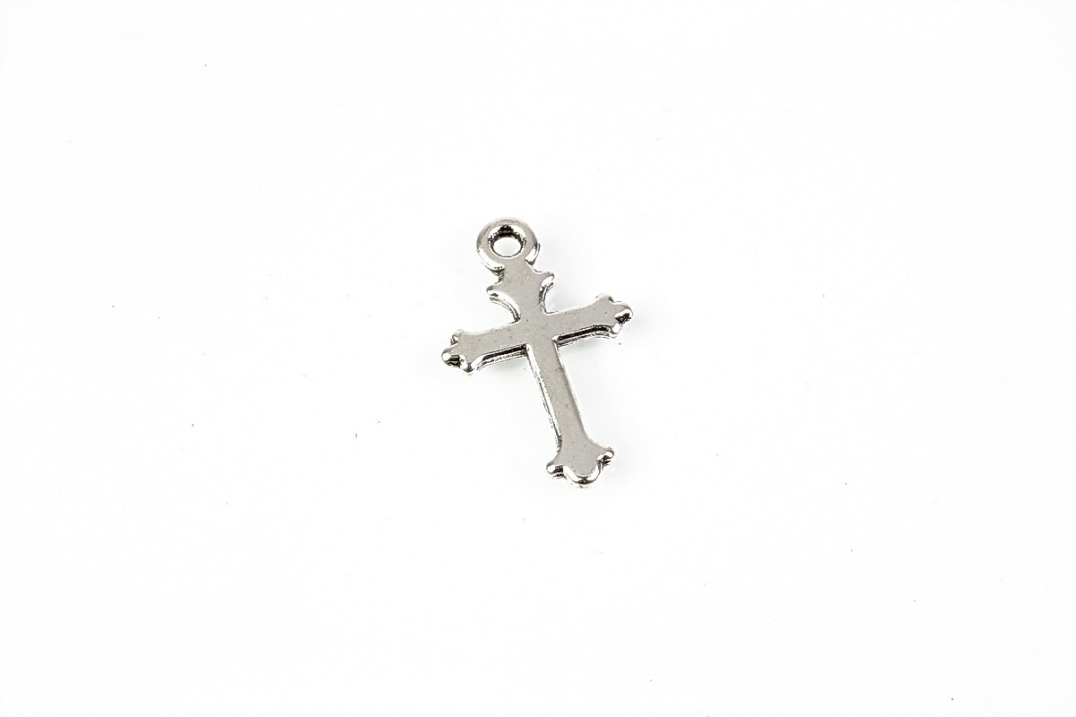 Charm argintiu antichizat cruce 19x12mm