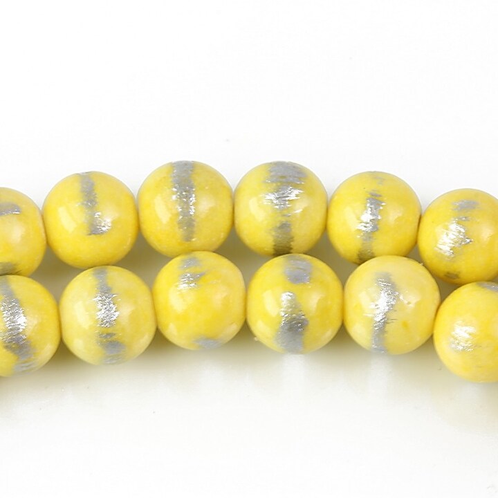 Mashan Jade cu irizatii argintii sfere 8mm - galben