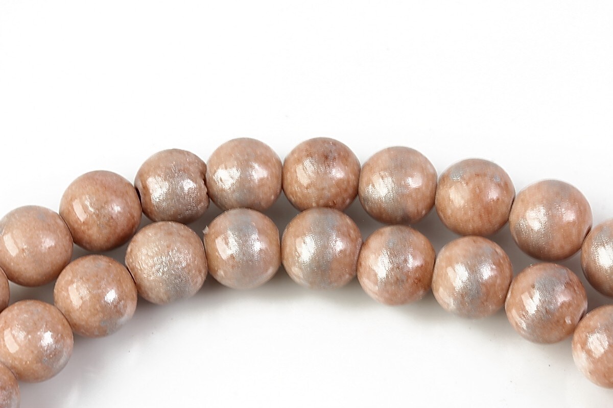 Mashan Jade cu irizatii argintii sfere 8mm - caramel
