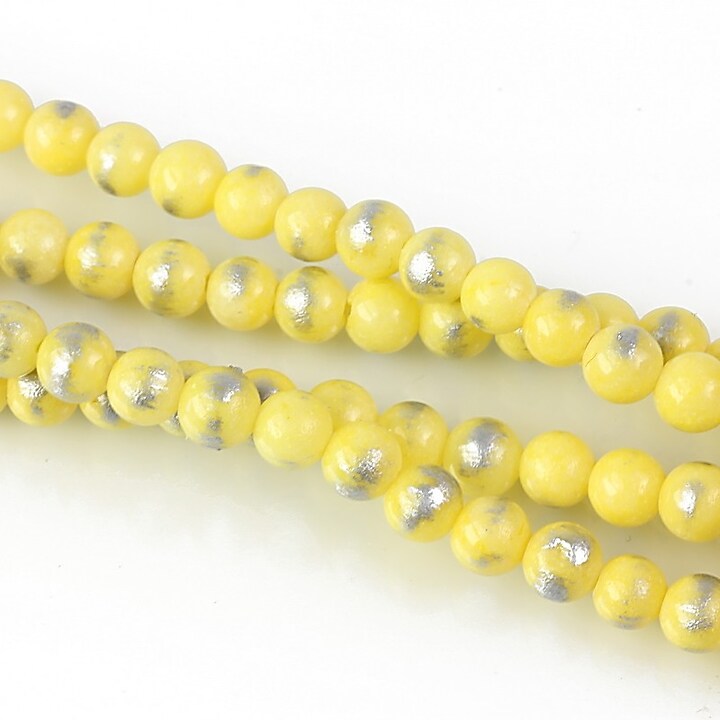 Mashan Jade cu irizatii argintii sfere 4mm (10 buc.) - galben