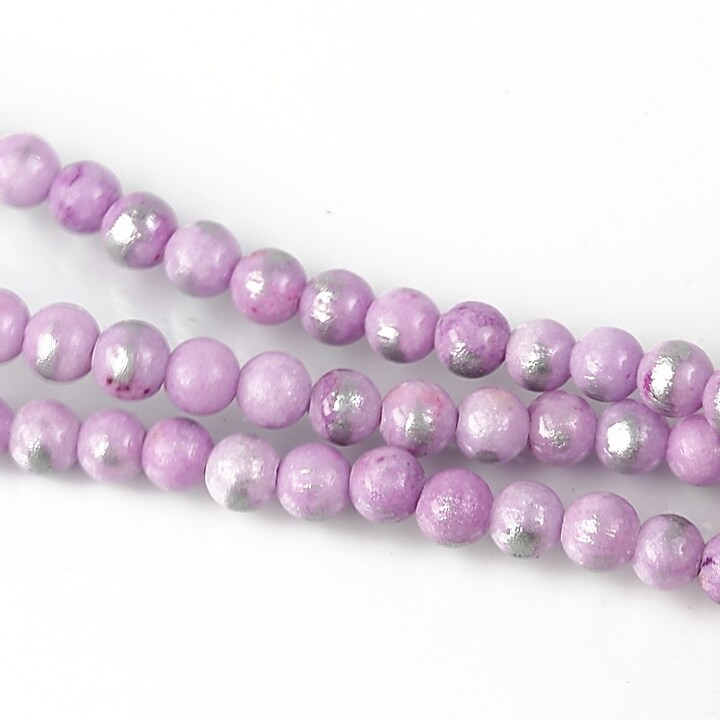 Mashan Jade cu irizatii argintii sfere 4mm (10 buc.) - mov
