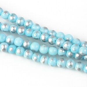 Mashan Jade cu irizatii argintii sfere 4mm (10 buc.) - bleu