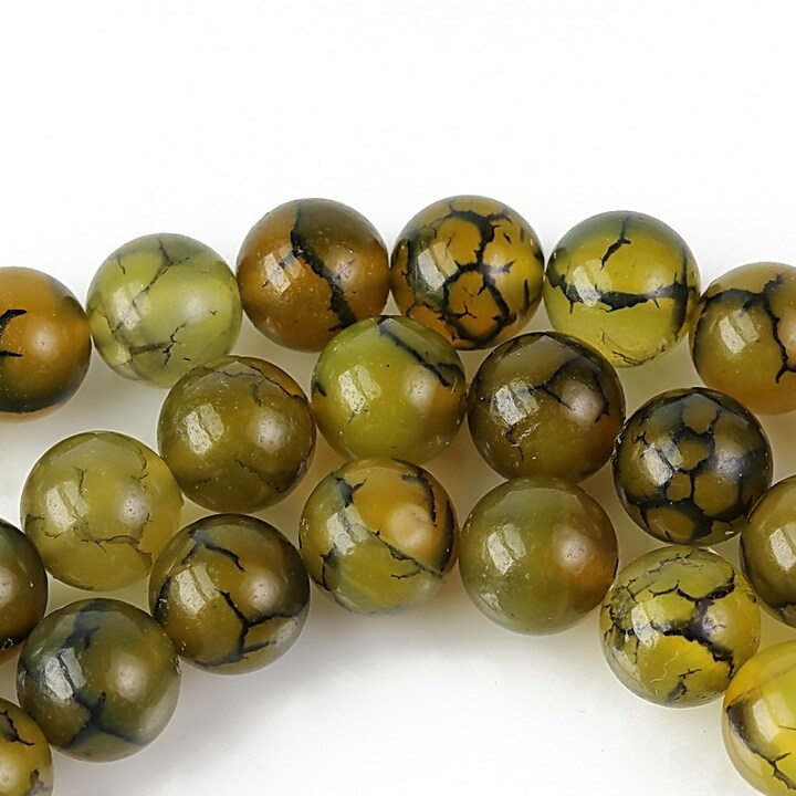 Dragon veins agate sfere 8mm - verde olive