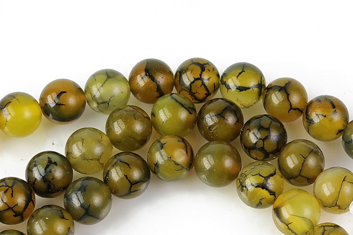 Dragon veins agate sfere 8mm - verde olive