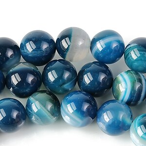 Agate striped sfere 10mm - albastru