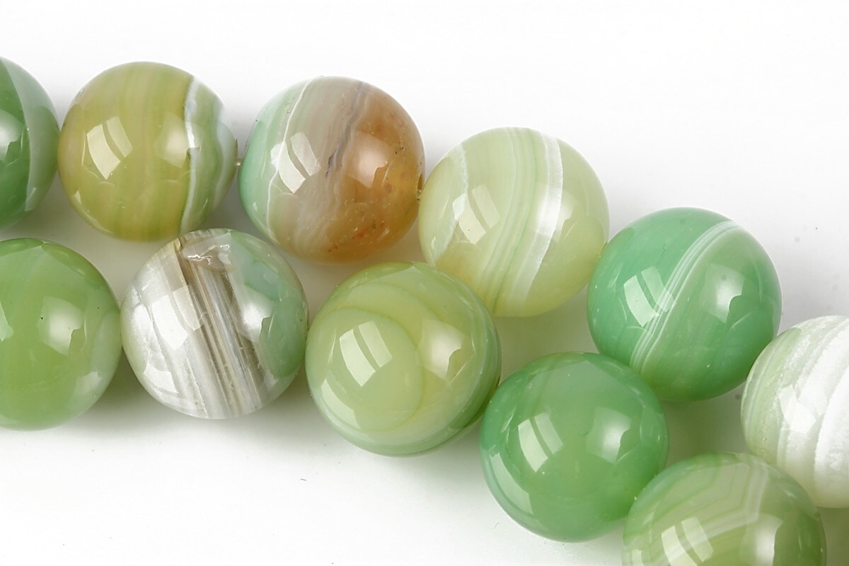 Agate striped sfere 14mm - verde deschis