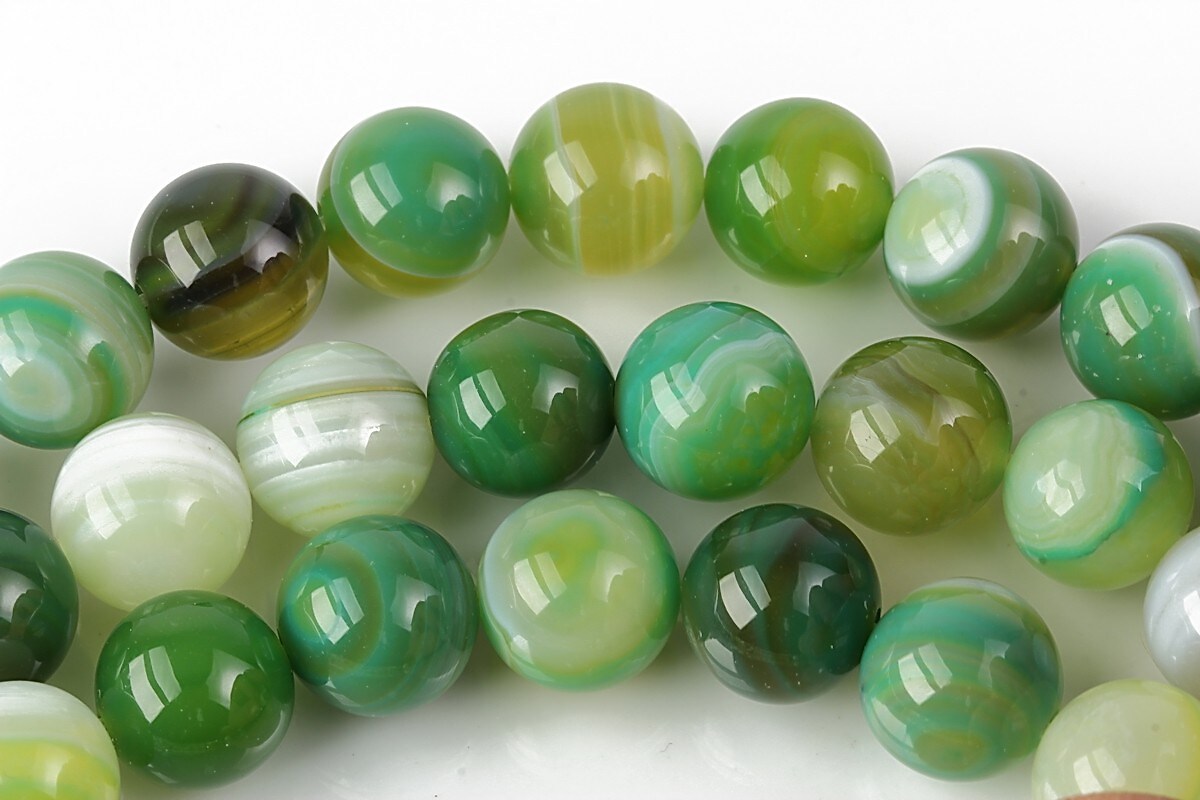 Agate striped sfere 10mm - verde deschis