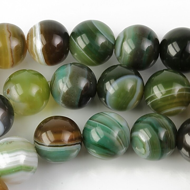 Agate striped sfere 10mm - verde mix