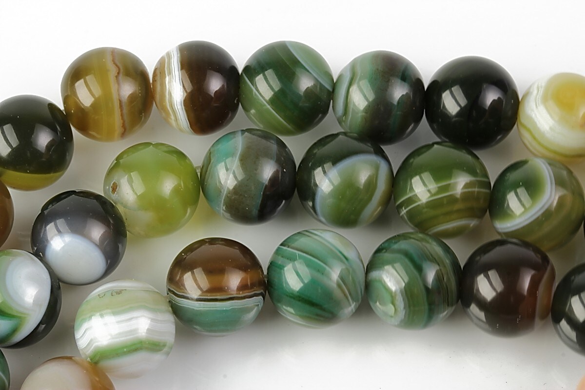 Agate striped sfere 10mm - verde mix