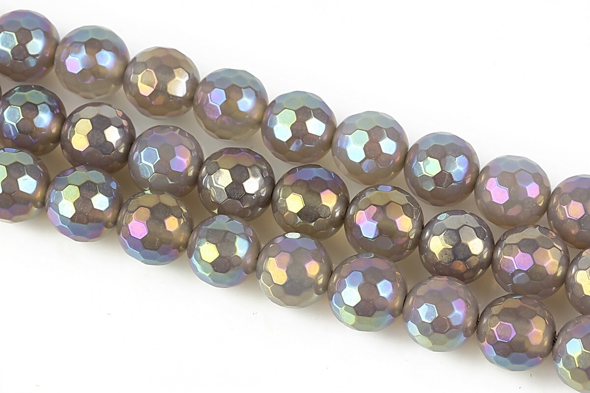 Agate electroplacate sfere fatetate 8mm - gri AB