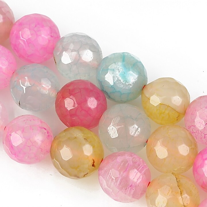 Agate crackle sfere fatetate 10mm - pastel