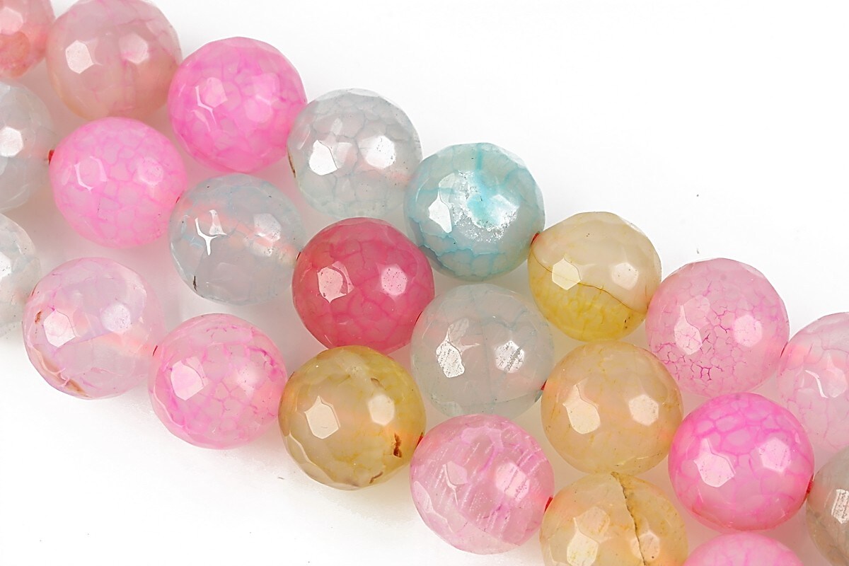 Agate crackle sfere fatetate 10mm - pastel