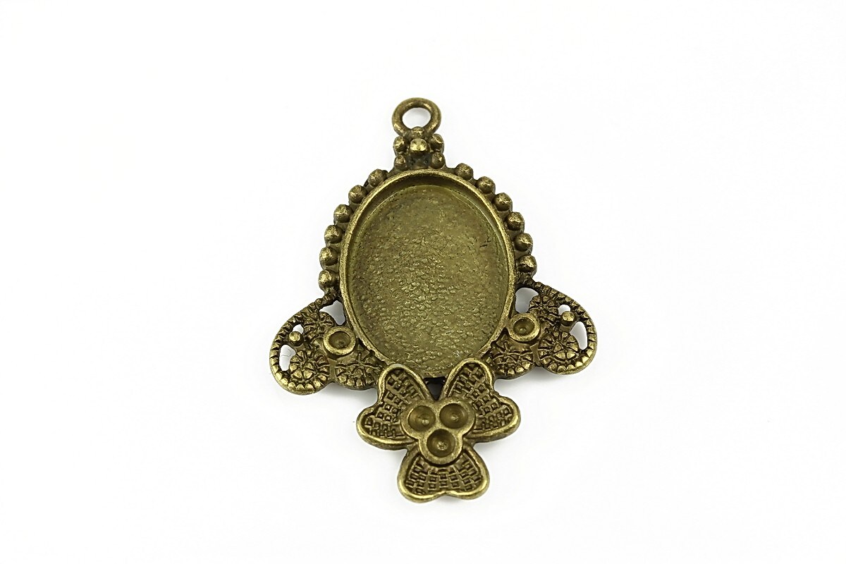 Baza cabochon pandantiv bronz 39x27,5mm, interior 18,5x13,5mm