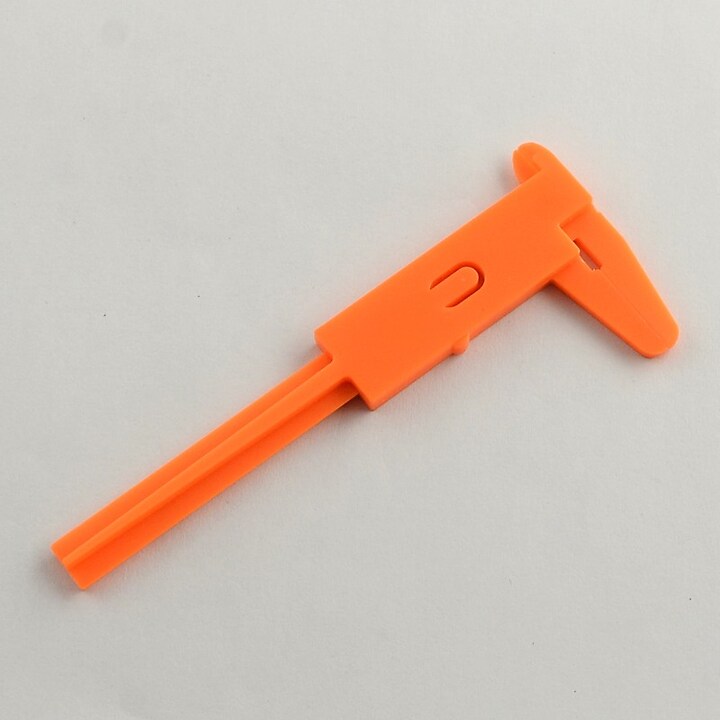 Subler de plastic portocaliu pentru masurarea margelelor 10,5x4,4x0,5cm
