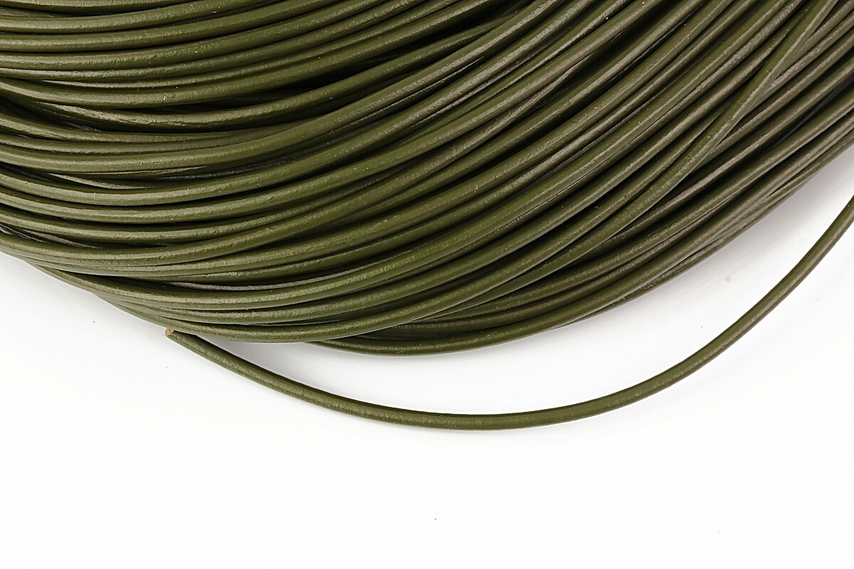 Snur piele naturala grosime 2mm (1m) - verde inchis