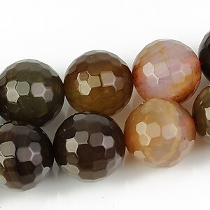 Agate crackle sfere fatetate 14mm - maro olive