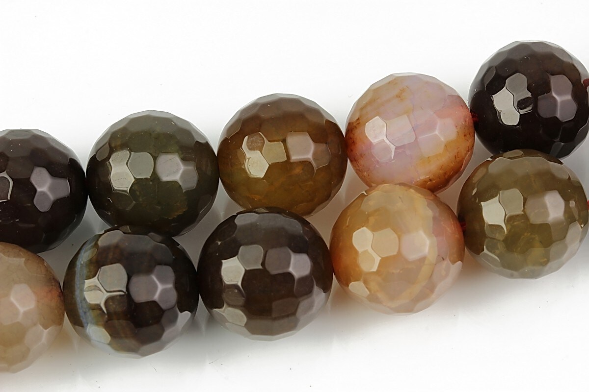 Agate crackle sfere fatetate 14mm - maro olive