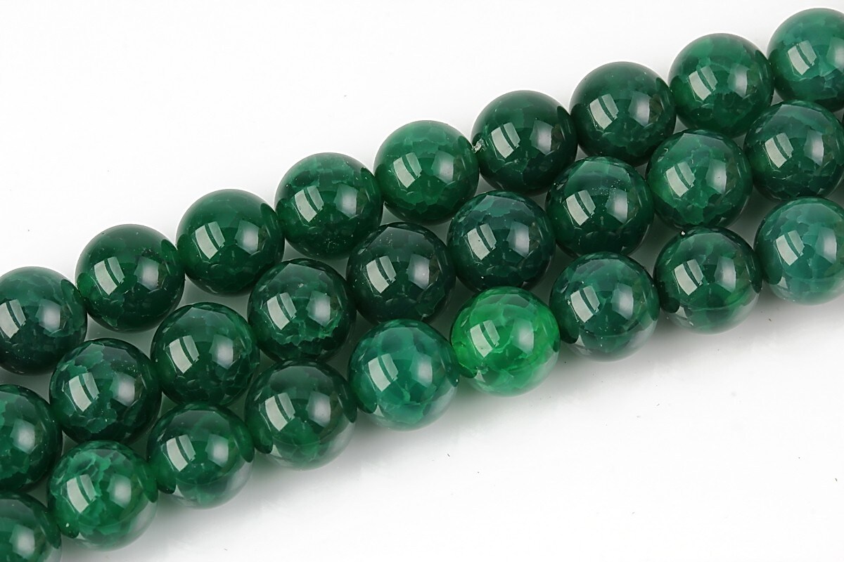 Agate crackle sfere 8mm - verde smarald