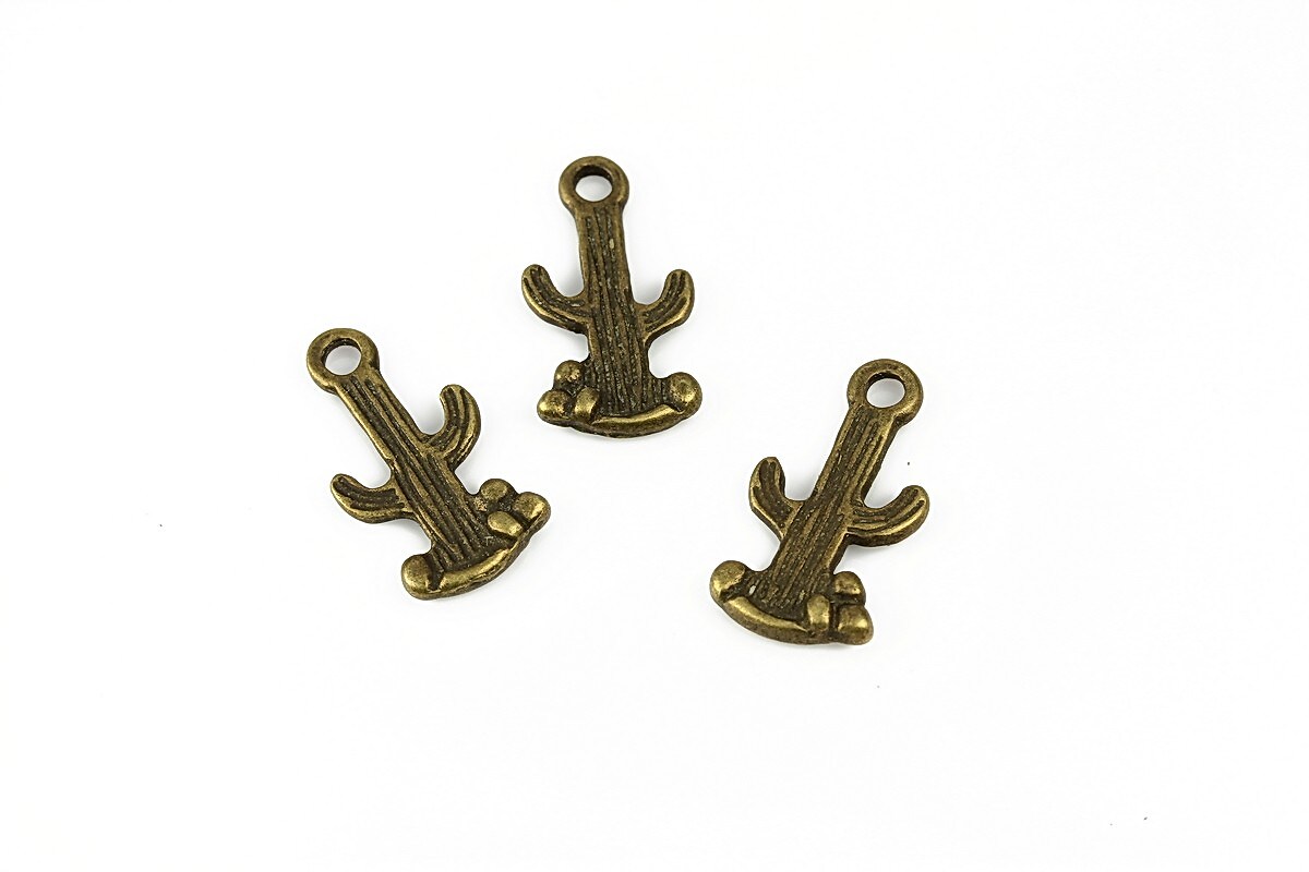 Charm bronz cactus 18x9mm