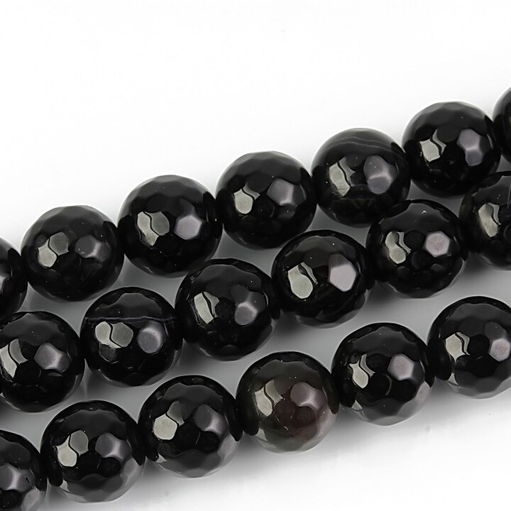 Agate negre sfere fatetate 8mm 