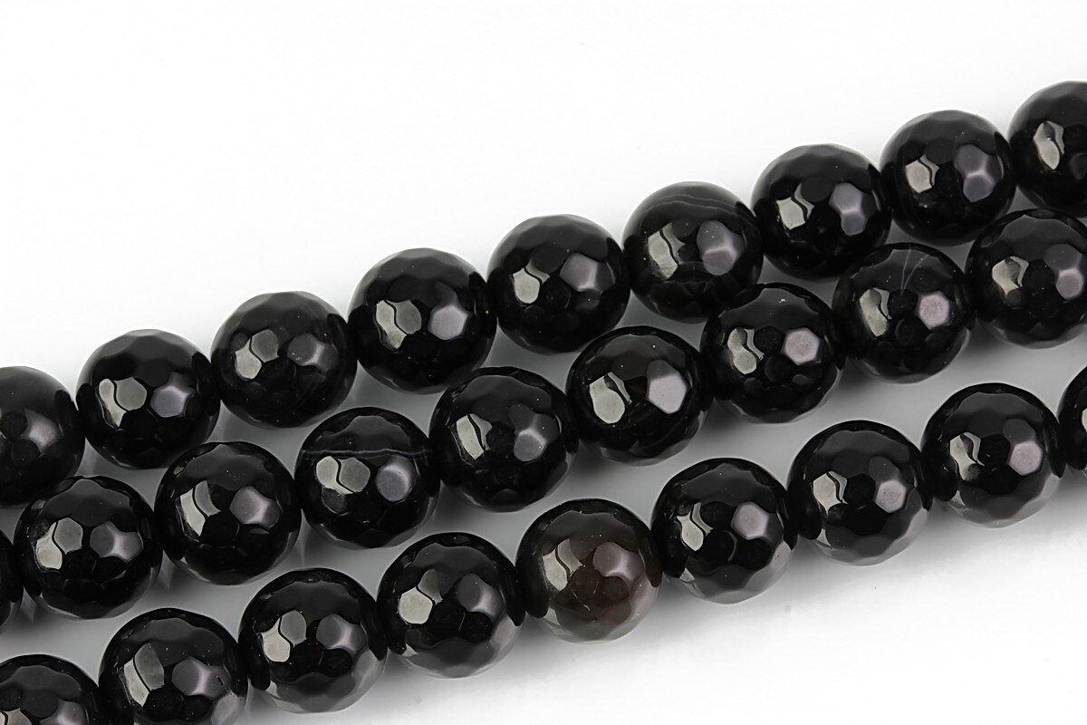 Agate negre sfere fatetate 8mm