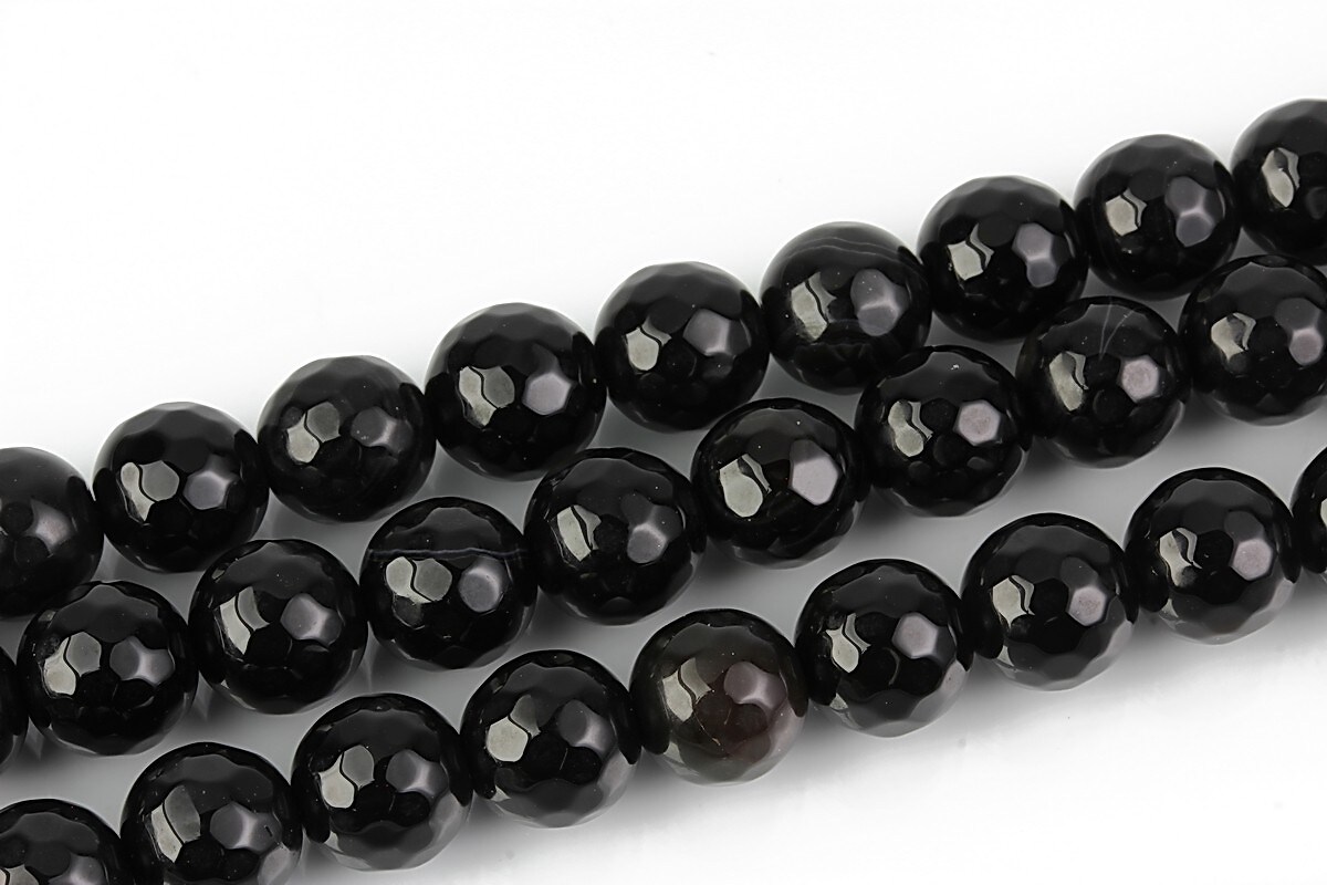 Agate negre sfere fatetate 8mm 