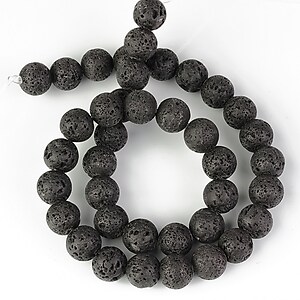 Mărgele lava cu orificul mare (2 mm (sirag)) sfere 10 mm (sirag)