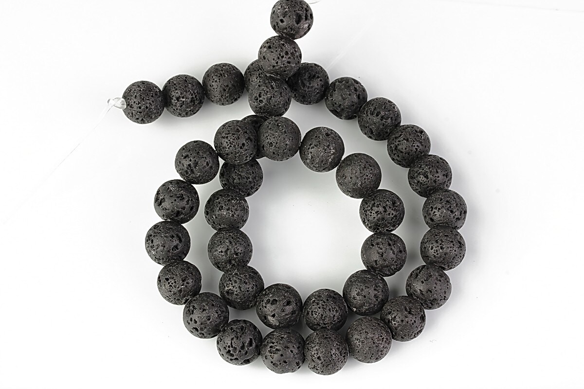 Mărgele mărgele lava cu orificul mare (2 mm (sirag)) sfere 10 mm (sirag)