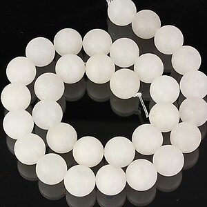 Margele jad alb frosted (mat) sfere 12mm (sirag)