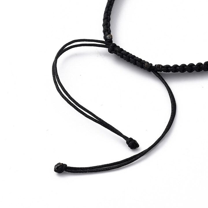 Bratara ajustabila cu snur nylon negru si lant auriu unisex