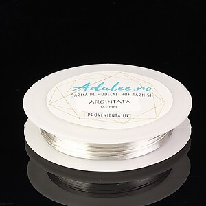 Rola sarma de cupru PLACATA CU ARGINT, Non Tarnish, grosime 0,6 mm, rola 5m