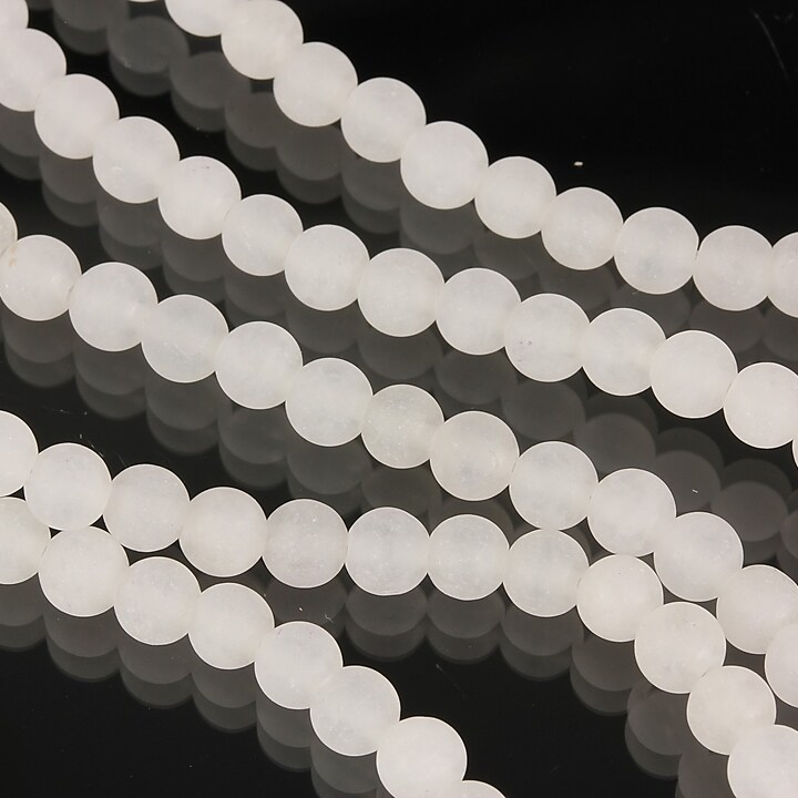 Jad alb frosted (mat) sfere 4mm (10 buc.)