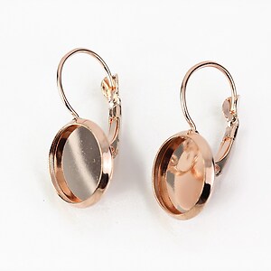 Tortite cercei rose gold cu baza cabochon 12mm (2 buc.)