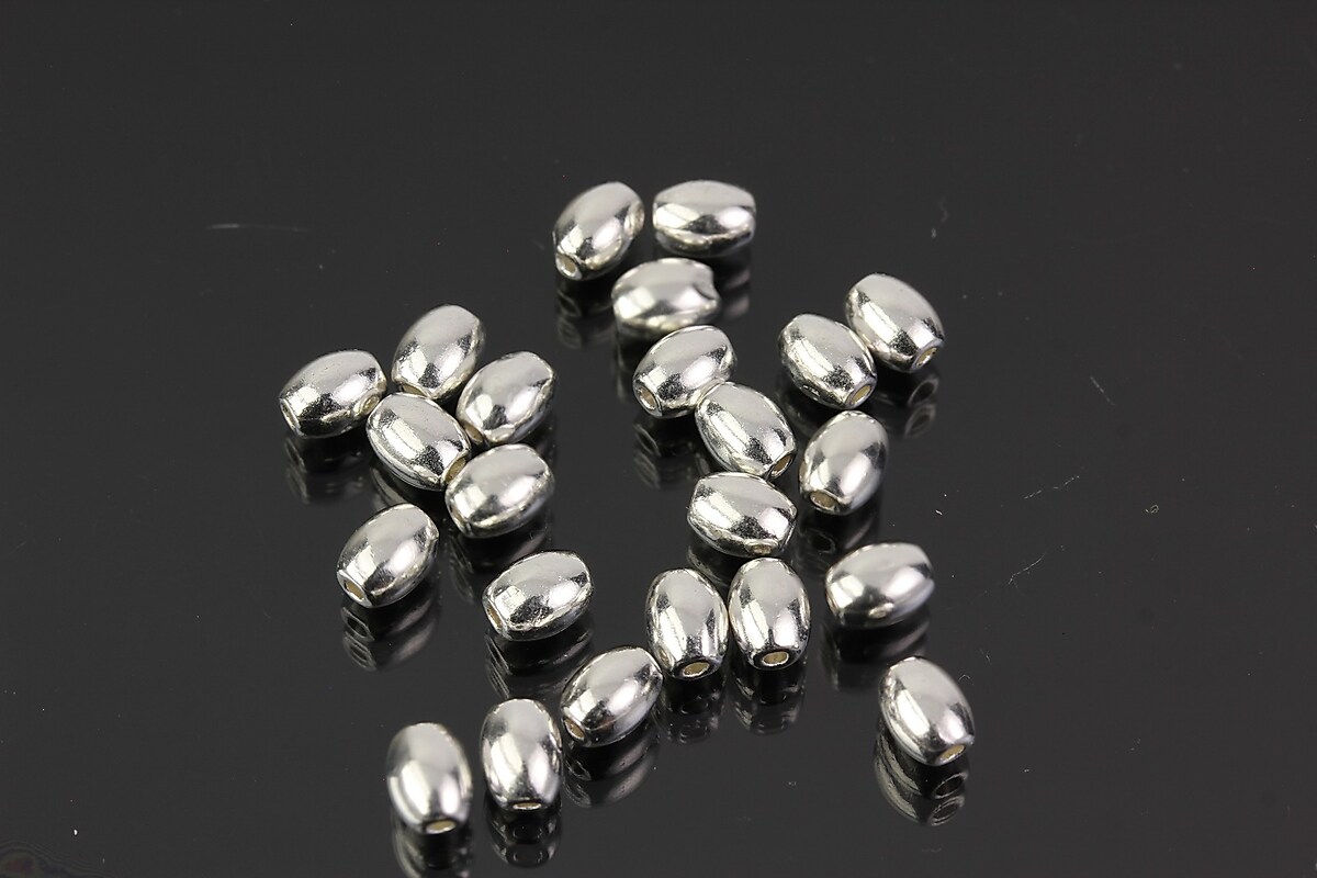 Distantier argintiu deschis oval 5x4mm (10 buc.)