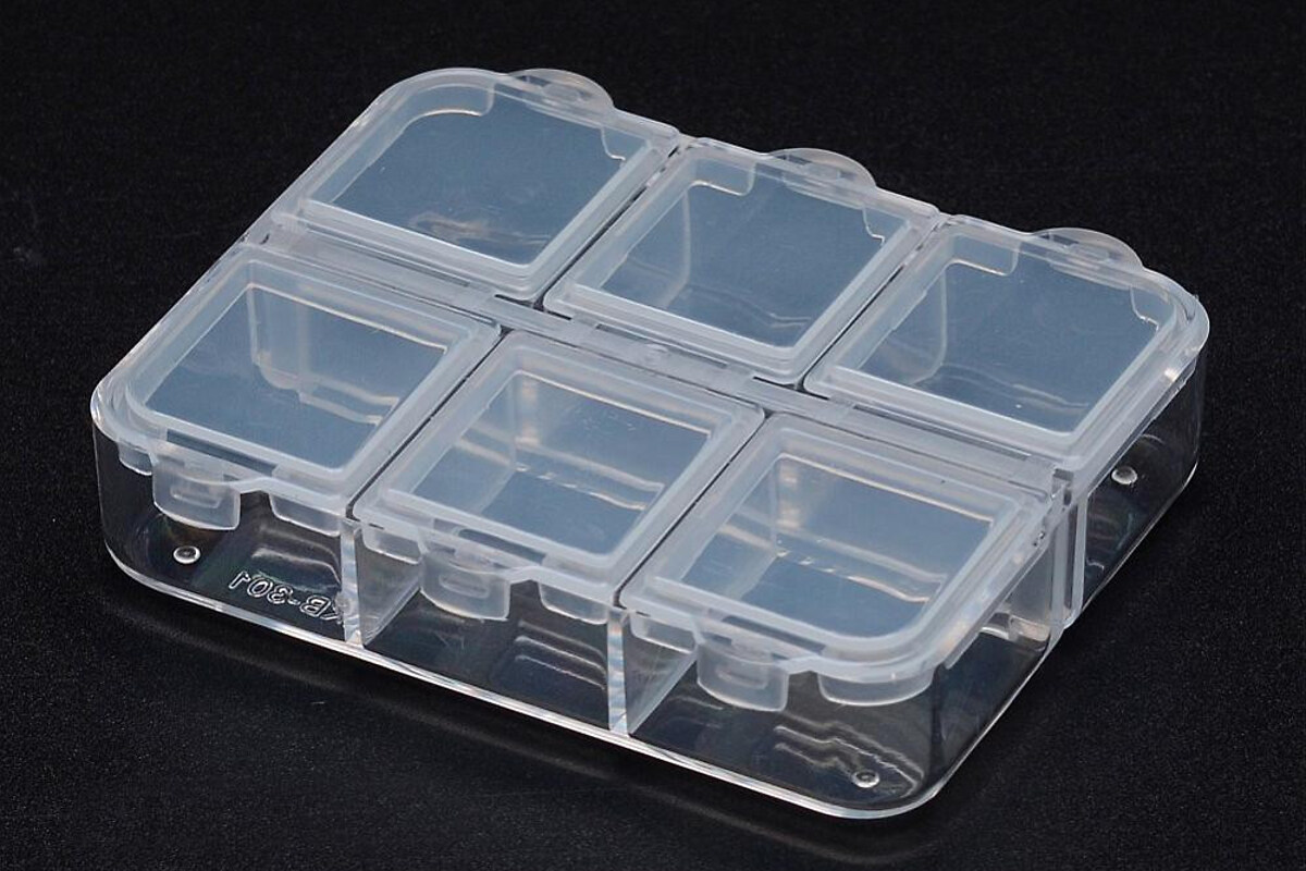 Cutie din plastic pentru margele cu 6 compartimente individale 6,5x5,5cm