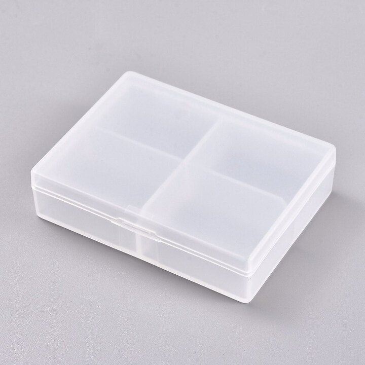 Cutie din plastic cu 4 compartimente pentru margele 6x8cm