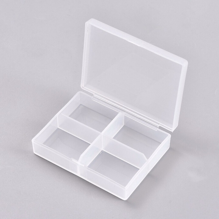 Cutie din plastic cu 4 compartimente pentru margele 6x8cm