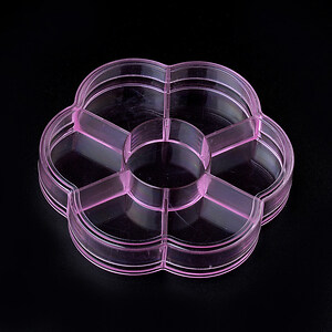 Cutie din plastic roz pentru margele cu 7 compartimente floare 10cm