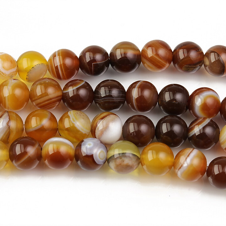 Agate striped sfere 6mm - maro ocru