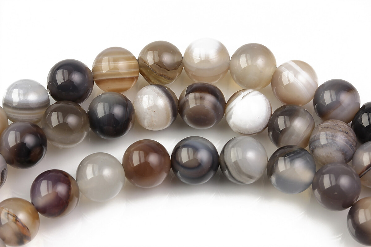 Agate striped sfere 8mm - gri