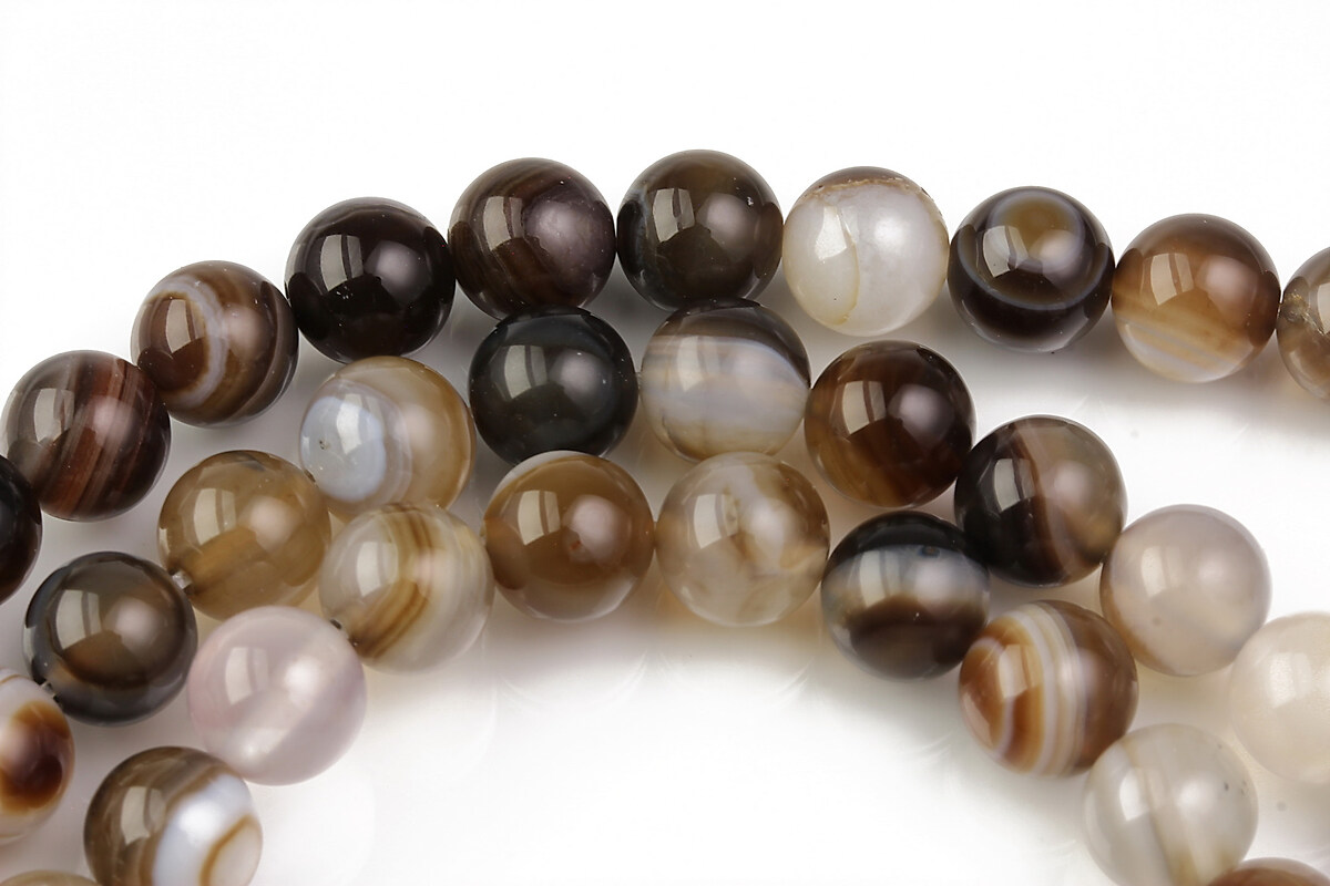 Agate striped sfere 8mm - gri maro