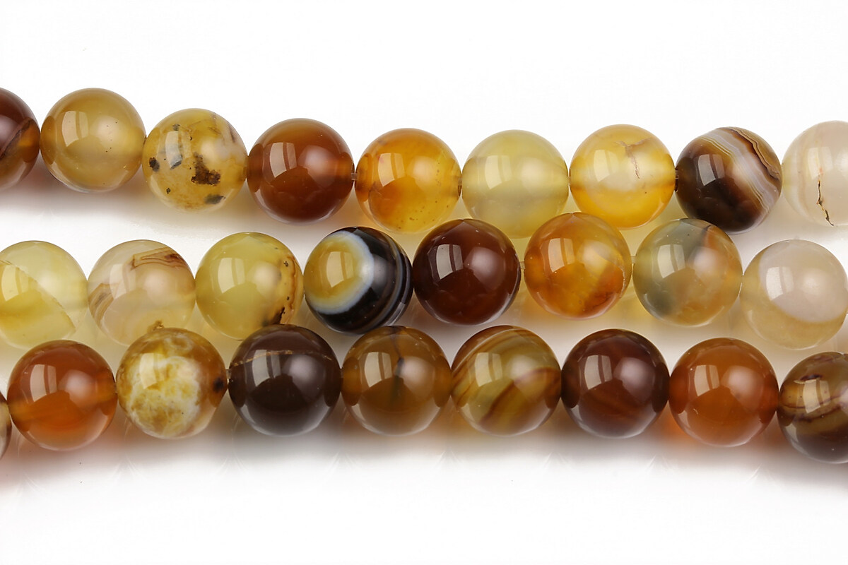 Agate striped sfere 8mm - maro ocru